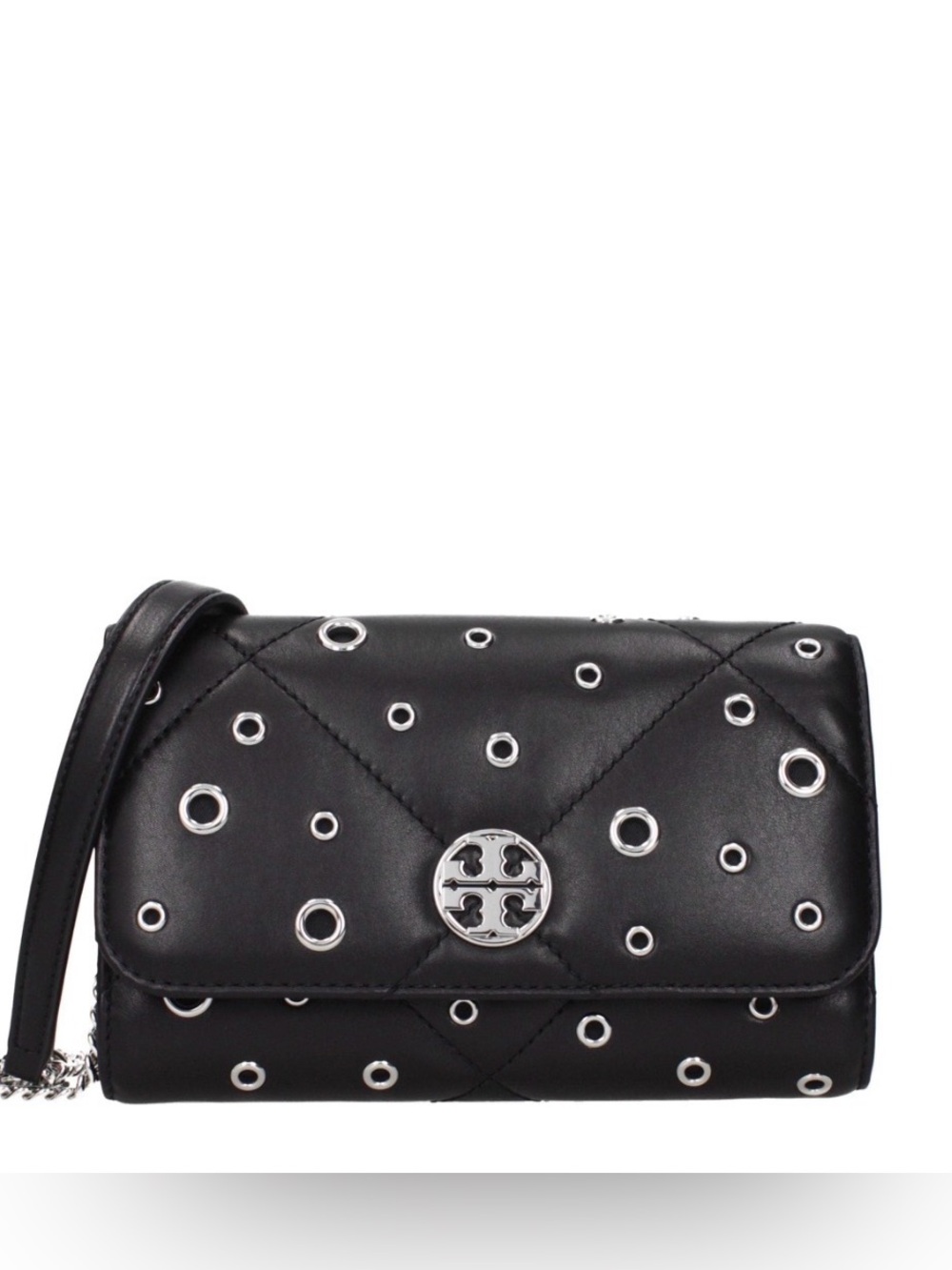 Tory Burch Black Quilted Grommet-Accent Crossbody